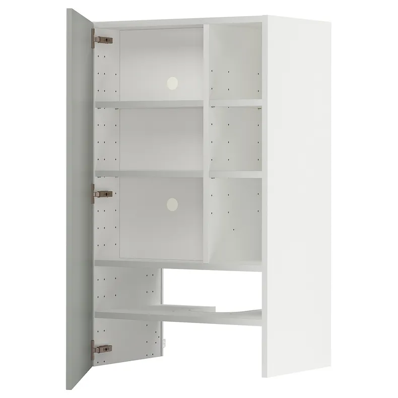 IKEA METOD МЕТОД, настінн шаф д / витяжки з полиц / дверц, білий / Хавсторп світло-сірий, 60x100 см 995.388.03 фото №1