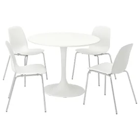 IKEA DOCKSTA ДОКСТА / LIDÅS ЛІДОС, стіл+4 стільці, білий білий / білий хромований, 103 см 294.816.02 фото