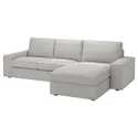 IKEA KIVIK КІВІК, 3-місний диван із кушеткою, Талміра біла/чорна 394.847.80 фото thumb №1