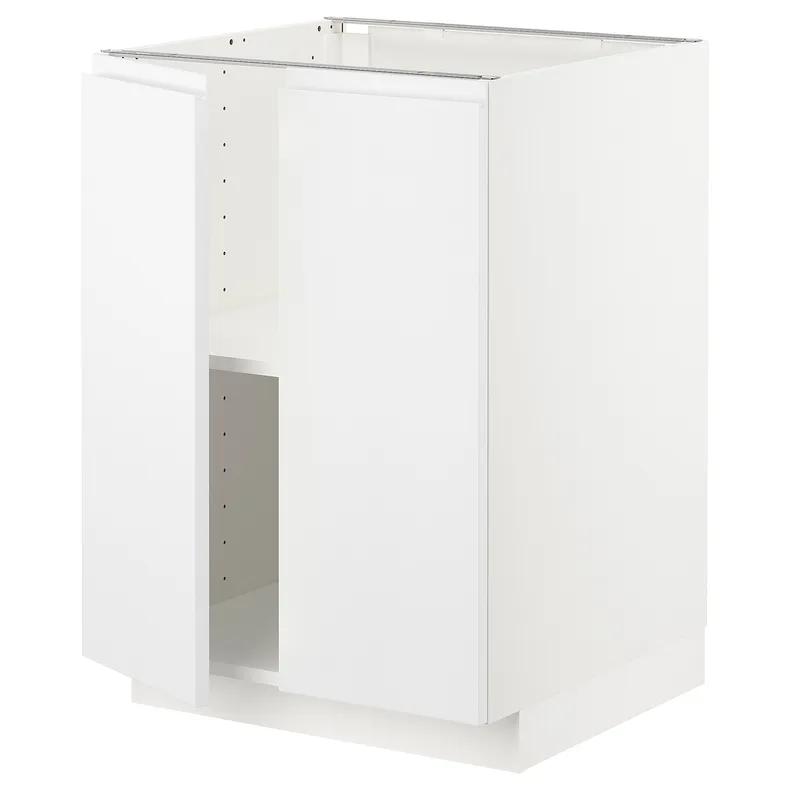 IKEA METOD МЕТОД, напольный шкаф с полками / 2дверцами, белый / Воксторп матовый белый, 60x60 см 794.644.69 фото №1
