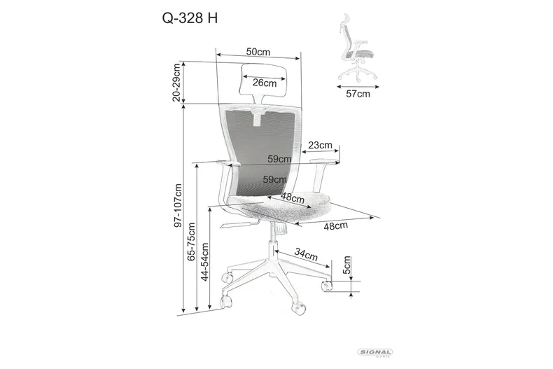 Стул офисный поворотный SIGNAL Q-328H, зеленый / черный фото №42