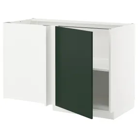 IKEA METOD МЕТОД, угловой напольный шкаф с полкой, белый/Гавсторп темно-зеленый, 128x68 см 795.567.27 фото