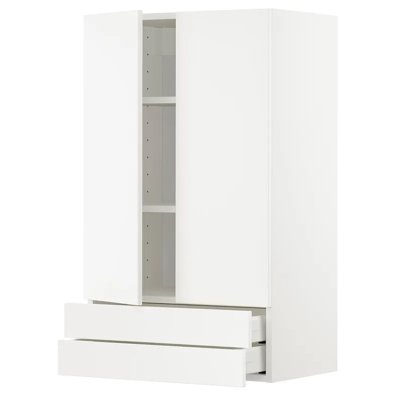 IKEA METOD МЕТОД / MAXIMERA МАКСІМЕРА, навісна шафа, 2 дверцят / 2 шухляди, білий / ВЕДДІНГЕ білий, 60x100 см 794.670.62 фото №1