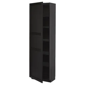 IKEA METOD МЕТОД, высокий шкаф с полками, черный / Лерхиттан с черными пятнами, 60x37x200 см 094.691.06 фото