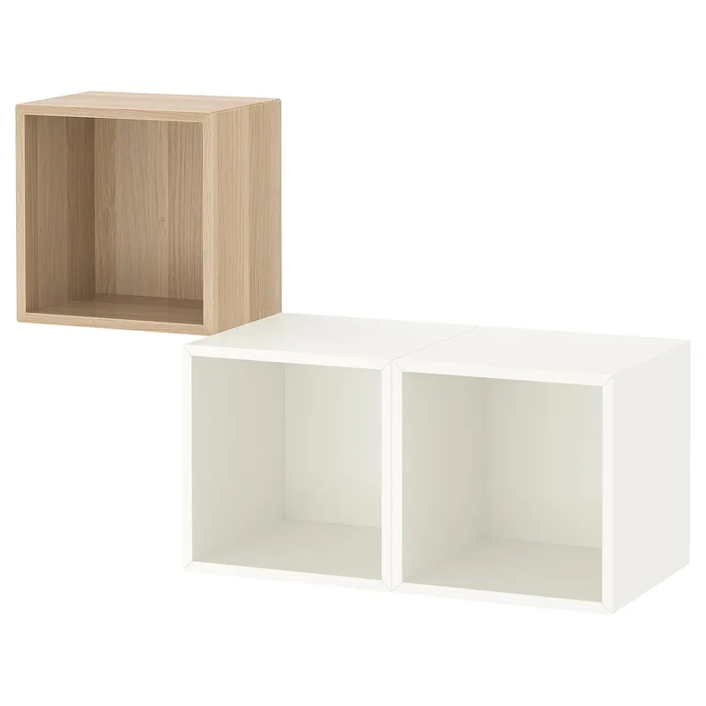 IKEA EKET ЭКЕТ, комбинация настенных шкафов, дуб, окрашенный в белый цвет, 105x35x70 см 392.863.51 фото №1