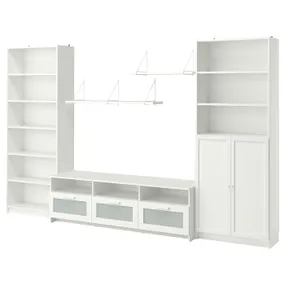 IKEA BILLY БИЛЛИ / BRIMNES БРИМНЭС, шкаф для ТВ, комбинация, белый, 340x41x202 см 693.986.20 фото