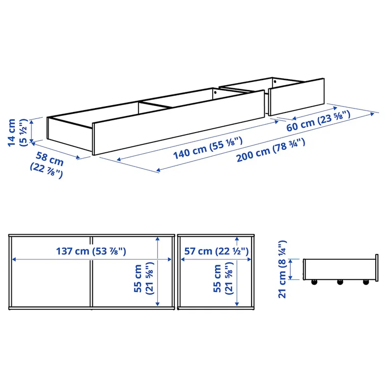 IKEA VIHALS, Контейнер для постельного белья, 2 шт., белый, 200 см 305.951.17 фото №11