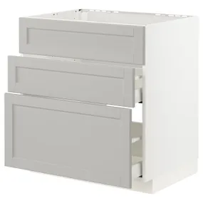 IKEA METOD МЕТОД / MAXIMERA МАКСИМЕРА, напол шкаф д / варочн панели / вытяжка, белый / светло-серый, 80x60 см 393.356.29 фото