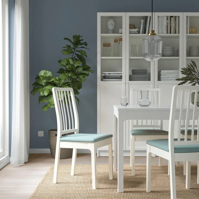 IKEA EKEDALEN ЕКЕДАЛЕН, стілець, білий / світло-бірюзовий Хакебо 294.292.18 фото №7
