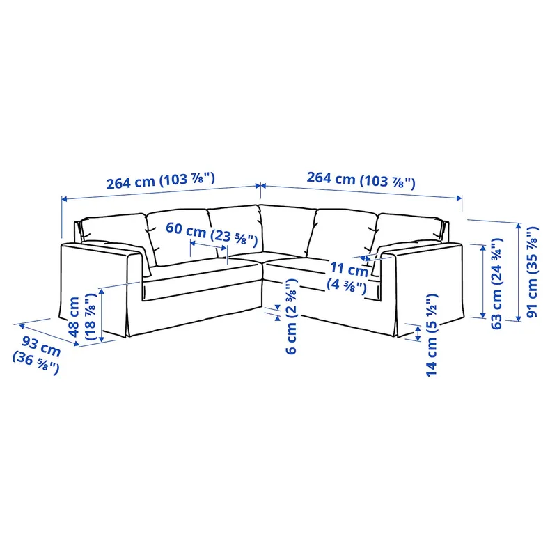 IKEA HYLTARP ХИЛЬТАРП, 4-местный угловой диван, Талмира белая/черная 295.148.53 фото №5