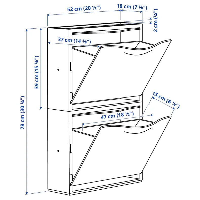 IKEA TRONES ТРОНЭС, галошница / шкаф, черный, 52x18x39 см 803.973.13 фото №7