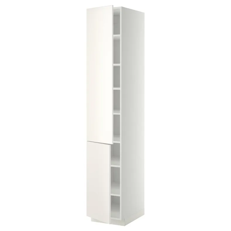 IKEA METOD МЕТОД, высокий шкаф с полками / 2 дверцы, белый / белый, 40x60x220 см 394.685.20 фото №1