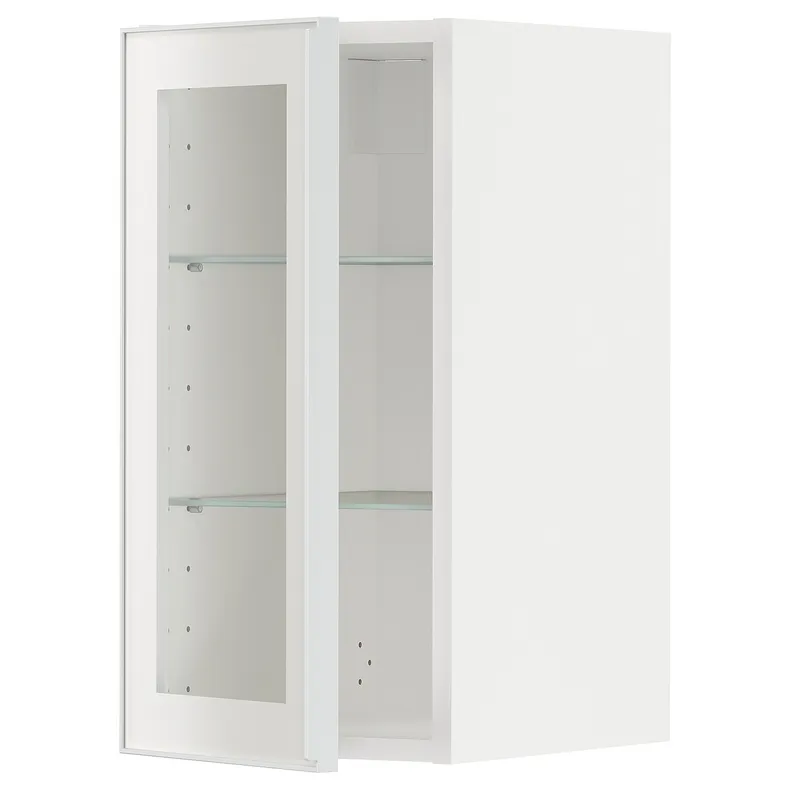 IKEA METOD МЕТОД, навісна шафа,полиці / скляні дверцята, білий / ХЕЙСТА біле прозоре скло, 30x60 см 094.906.26 фото №1