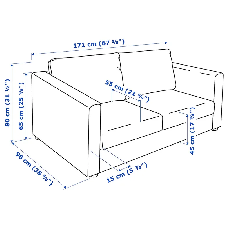 IKEA VIMLE ВІМЛЕ, 2-місний диван, Гранн/Бомстад чорний 593.062.92 фото №7