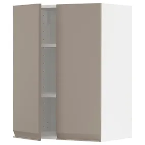 IKEA METOD МЕТОД, навісна шафа з полицями / 2 дверцят, білий / Upplöv матовий темно-бежевий, 60x80 см 094.919.23 фото