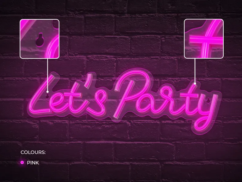 BRW Світлодіодний неоновий настінний світильник Let's Party рожевий 093805 фото №4