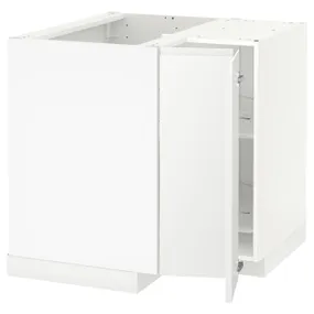 IKEA METOD МЕТОД, угловой напольн шкаф с вращающ секц, белый / Воксторп матовый белый, 88x88 см 093.584.72 фото