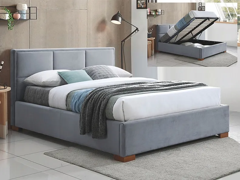 Ліжко двоспальне оксамитове SIGNAL MAISON, 160x200 см Bluvel 14 - сірий фото №1