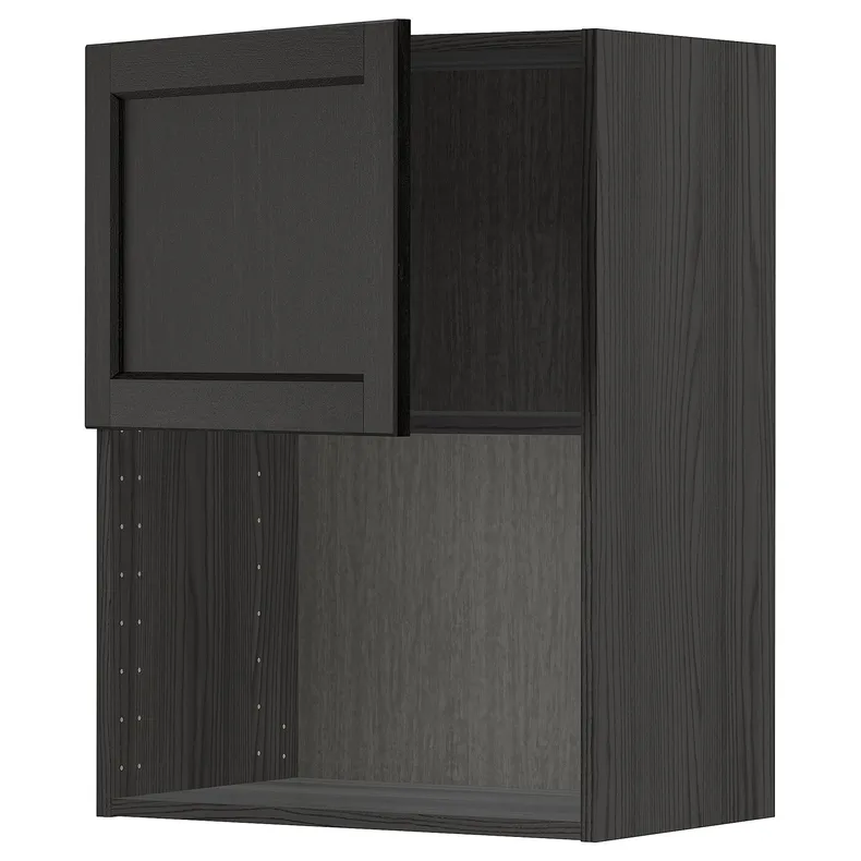 IKEA METOD МЕТОД, шафа навісна для мікрохвильової печ, чорний / Лерхіттан, пофарбований у чорний колір, 60x80 см 994.576.89 фото №1