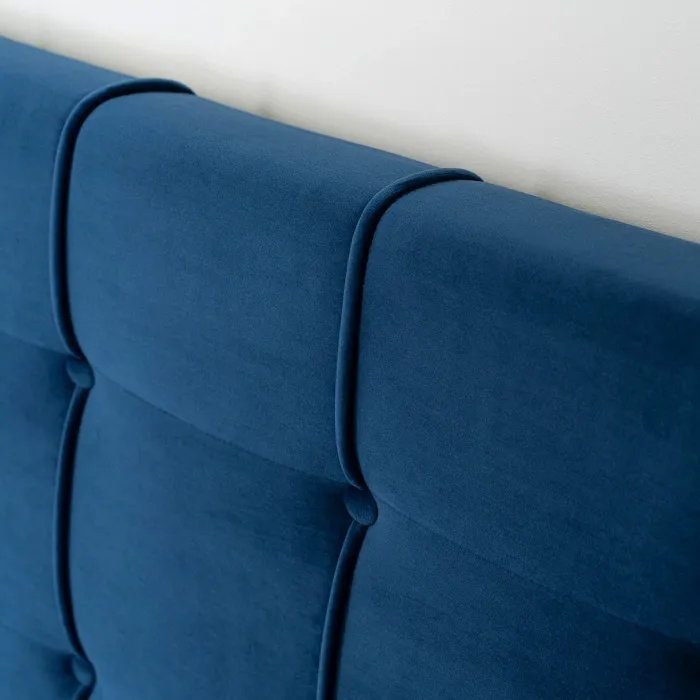 Кровать двуспальная бархатная MEBEL ELITE LINO Velvet, 160x200 см, синий фото №7