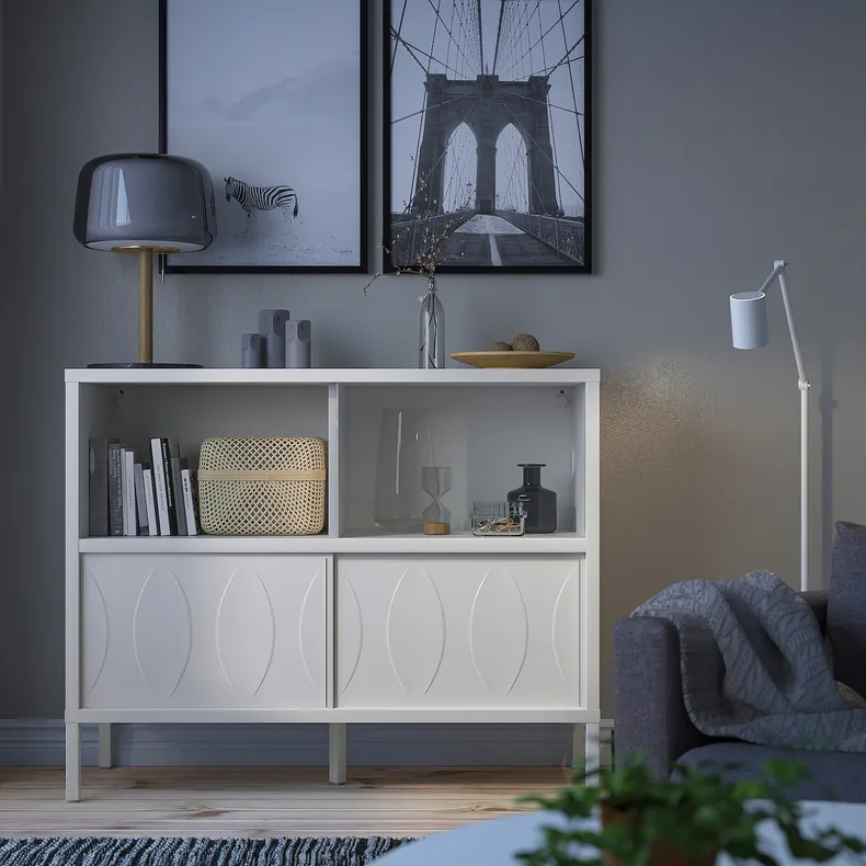 IKEA KALKNÄS КАЛЬКНЭС, шкаф с раздвижными дверцами, белый, 121x43x98 см 904.962.61 фото №2
