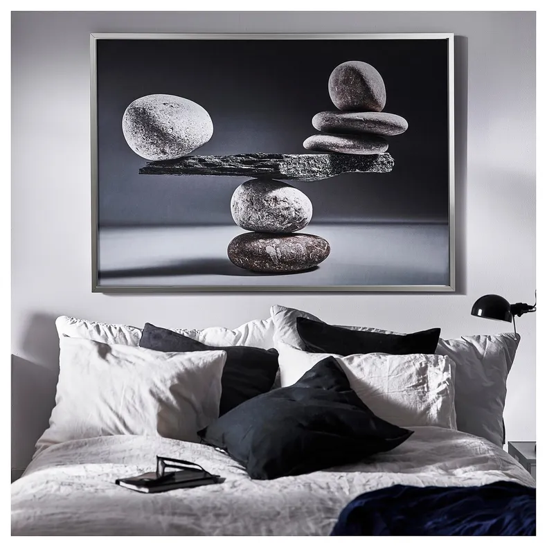 IKEA BJÖRKSTA БЬЙОРКСТА, картина з рамкою, балансувальні камені / срібло, 140x100 см 695.089.06 фото №2