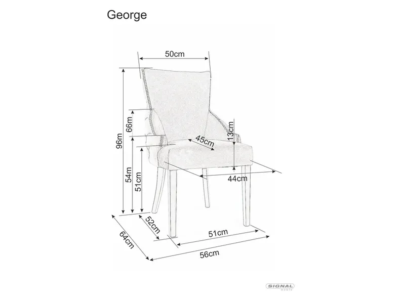 Стілець оксамитовий SIGNAL GEORGE Velvet, Bluvel 86 - темно-синій фото №2