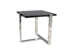 Журнальний столик SIGNAL VELA B, чорний мармур / срібло, 61x61 фото