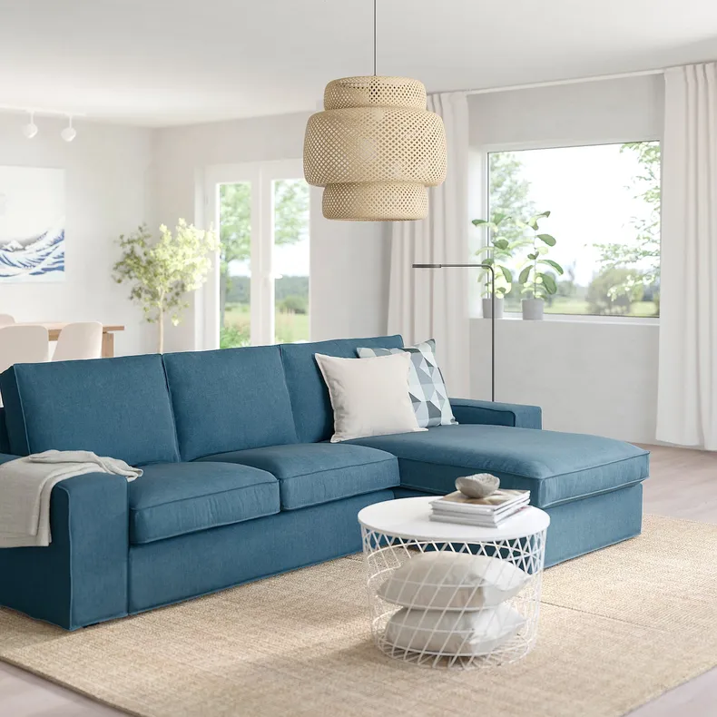 IKEA KIVIK КІВІК, 3-місний диван із кушеткою, Талміра блакитна 994.848.19 фото №2