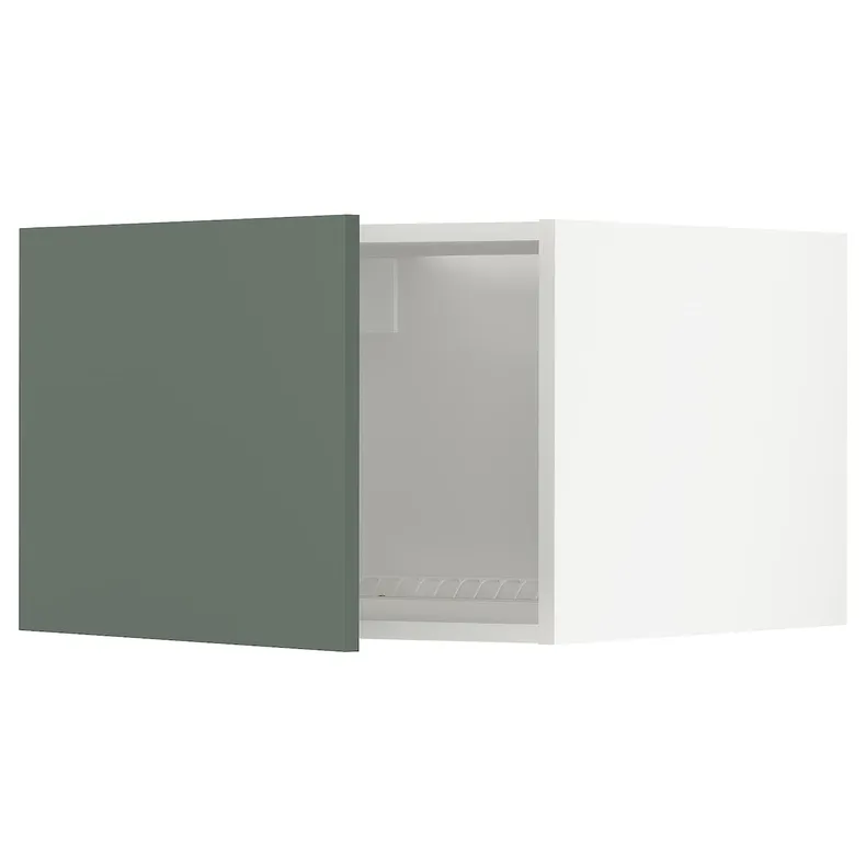 IKEA METOD МЕТОД, верхня шафа для холодильн / мороз кам, білий / БОДАРП сіро-зелений, 60x40 см 394.637.06 фото №1