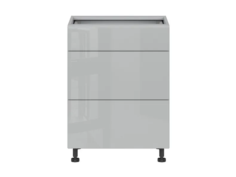 BRW Кухонный базовый шкаф Top Line 60 см с ящиками soft-close серый глянец, серый гранола/серый глянец TV_D3S_60/82_2STB/STB-SZG/SP фото №1