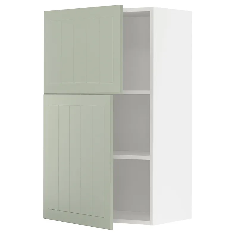 IKEA METOD МЕТОД, навісна шафа з полицями / 2 дверцят, білий / Стенсунд світло-зелений, 60x100 см 094.873.08 фото №1