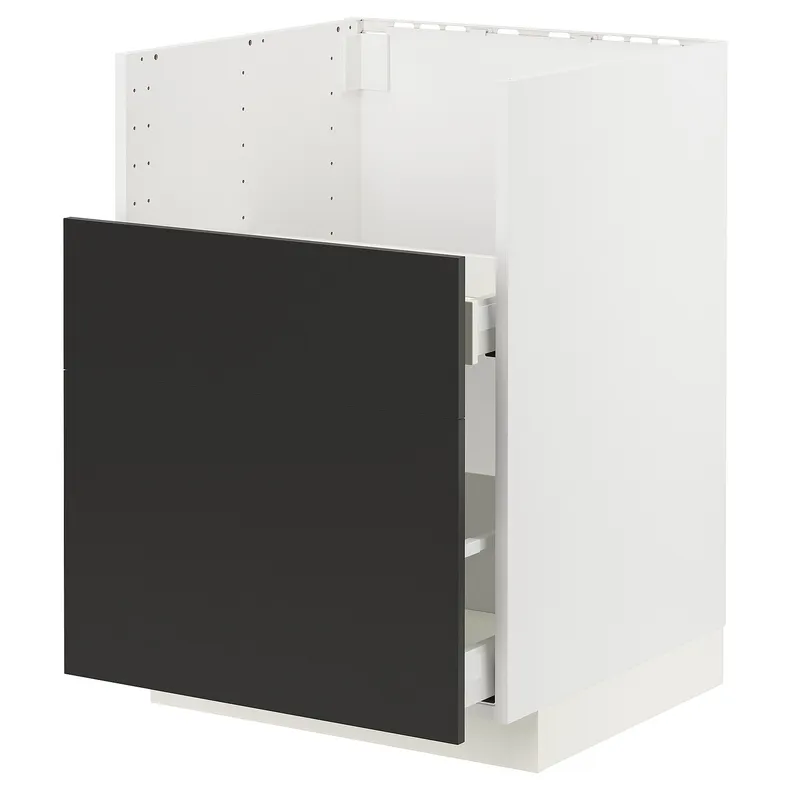 IKEA METOD МЕТОД / MAXIMERA МАКСИМЕРА, шкаф для мойки ТАЛЛШЁН, белый / Никебо матовый антрацит, 60x60 см 095.505.64 фото №1
