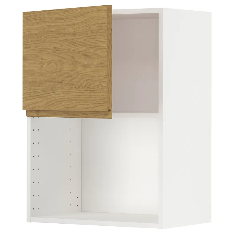 IKEA METOD МЕТОД, навесной шкаф для СВЧ-печи, белый / Воксторп имит. дуб, 60x80 см 495.389.09 фото №1