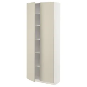 IKEA METOD МЕТОД, высокий шкаф с полками, белый / гавсторпский бежевый, 80x37x200 см 594.634.23 фото