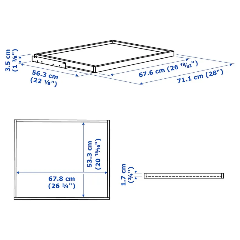 IKEA KOMPLEMENT КОМПЛИМЕНТ, выдвижная полка, под беленый дуб, 75x58 см 802.463.76 фото №5