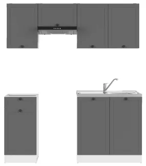 BRW Кухонный гарнитур Junona Line 170 см с бытовой техникой графит, белый/графит JUNONA_AGD_WER_2/170_BBL-BI/GF фото