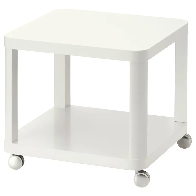 IKEA TINGBY ТИНГБИ, стол приставной на колесиках, белый, 50x50 см 202.959.30 фото №1