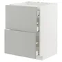 IKEA METOD МЕТОД / MAXIMERA МАКСІМЕРА, підлог шафа д / плити, 2 фр пан / 3 шух, білий / Хавсторп світло-сірий, 60x60 см 895.385.30 фото