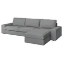 IKEA KIVIK КИВИК, 4-местный диван с козеткой, Тибблби бежевый / серый 994.405.85 фото thumb №1