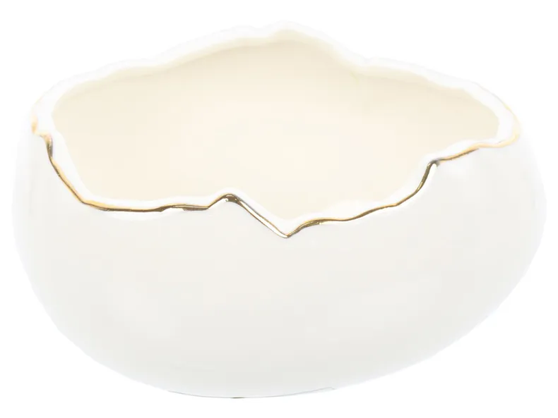BRW Декоративна ємність BRW Яєчна шкаралупа, кераміка, біло-золотий 092481 фото №1