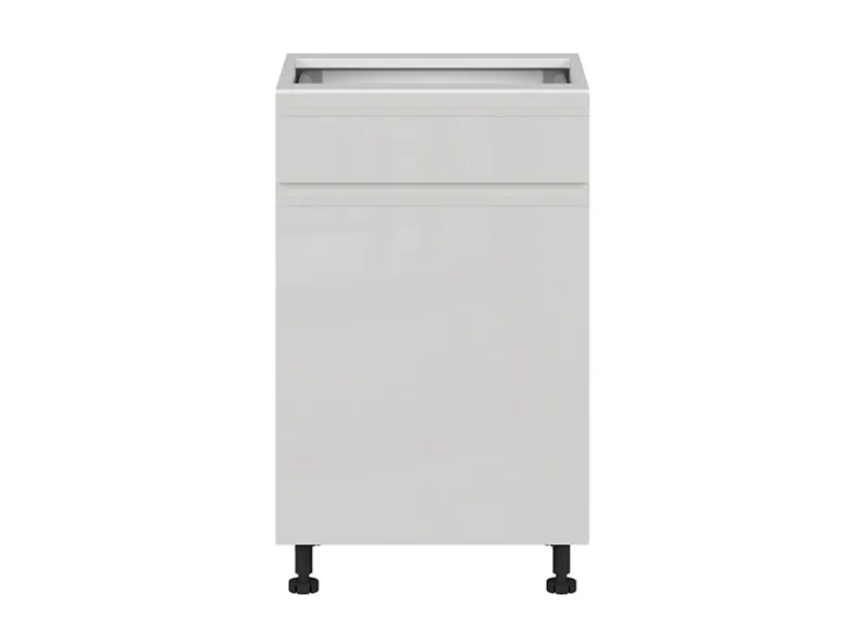 BRW Базовый шкаф Sole для кухни 50 см левый с ящиками бесшумного закрывания светло-серый глянец, альпийский белый/светло-серый глянец FH_D1S_50/82_L/STB-BAL/XRAL7047 фото №1