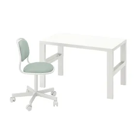 IKEA PÅHL / ÖRFJÄLL ПОЛЬ / ОРФЬЕЛЛЬ, письменный стол и стул, белый / светло-зелёный 095.534.59 фото