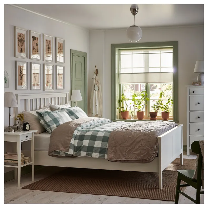 IKEA HEMNES ХЕМНЕС, каркас ліжка з матрацом, біла морилка / ОКРЕХАМН жорсткий, 140x200 см 495.419.97 фото №4