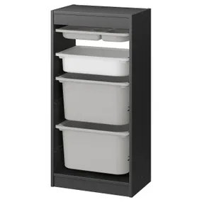 IKEA TROFAST ТРУФАСТ, комбинация с контейнерами / лотком, серый серый / белый, 46x30x94 см 995.161.13 фото