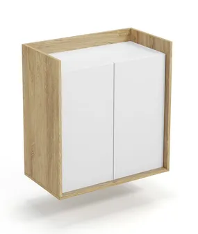 Шкафчик HALMAR MOBIUS 2D CUPBOARD, корпус : натуральный гикори, фасады - альпийский белый фото