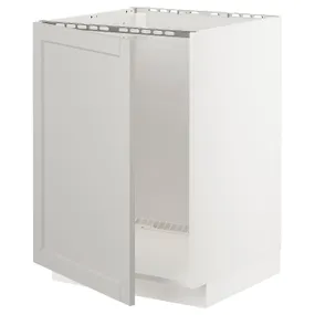 IKEA METOD МЕТОД, підлогова шафа для мийки, білий / світло-сірий Lerhyttan, 60x60 см 394.645.36 фото