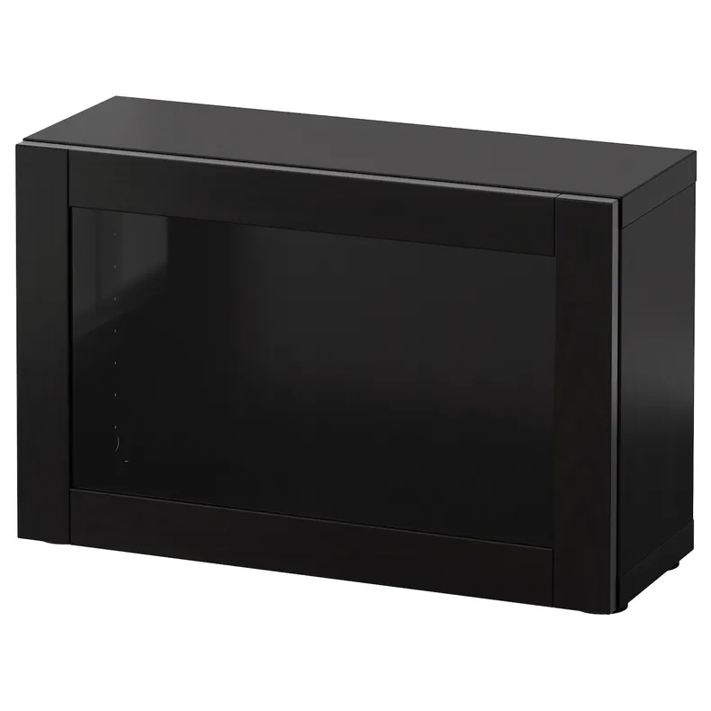 IKEA BESTÅ БЕСТО, стеллаж со стеклянн дверью, черно-коричневый / Синдвик черно-коричневый прозрачное стекло, 60x22x38 см 390.468.51 фото №1