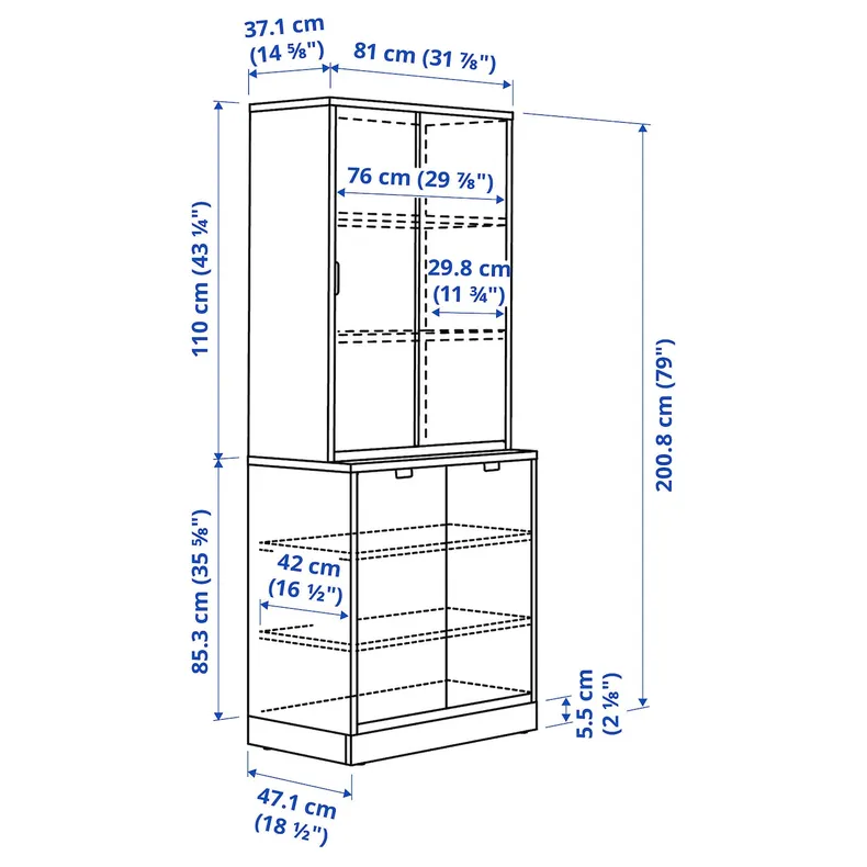 IKEA TONSTAD ТОНСТАД, комбінація для зберіг з розсув двер, вершки, 81x47x201 см 395.717.63 фото №5