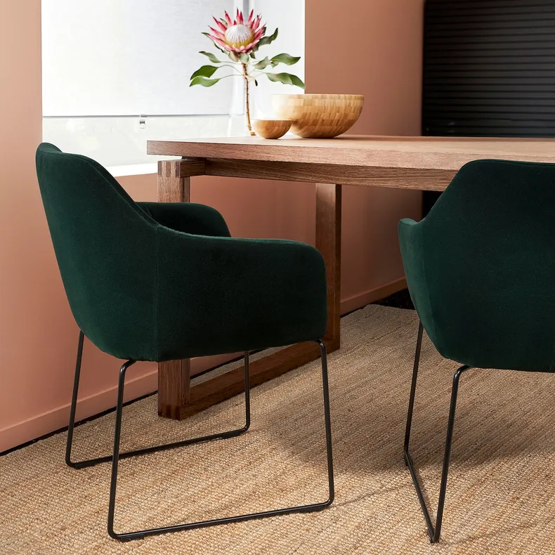 IKEA TOSSBERG ТОССБЕРГ, стул, черный металл / зеленый акамит 205.182.33 фото №4